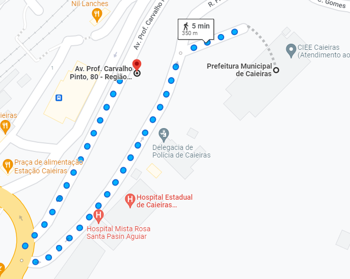 caminho do terminal de ônibus de caieiras para a prefeitura